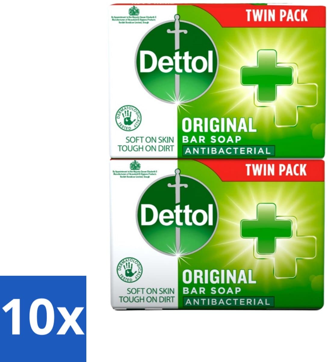 Dettol - Zeeptablet - Origineel - Antibacterieel - 2x 100g Zeeptabletten - Bulkverpakking - 10 stuks
