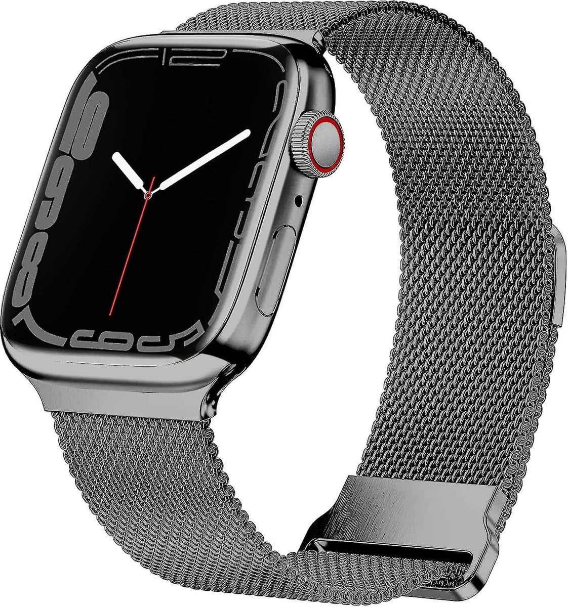 By Qubix - geschikt voor Apple watch Milanese band - Space Grey - Extra sterke magneet - Geschikt voor Apple Watch 38mm / 40mm / 41mm / 42mm