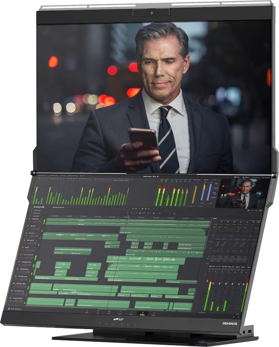 Mobile Pixels Geminos - Gestapelde Dubbele 24 Inch Monitor - FHD - 60hz - 10 in 1 dock