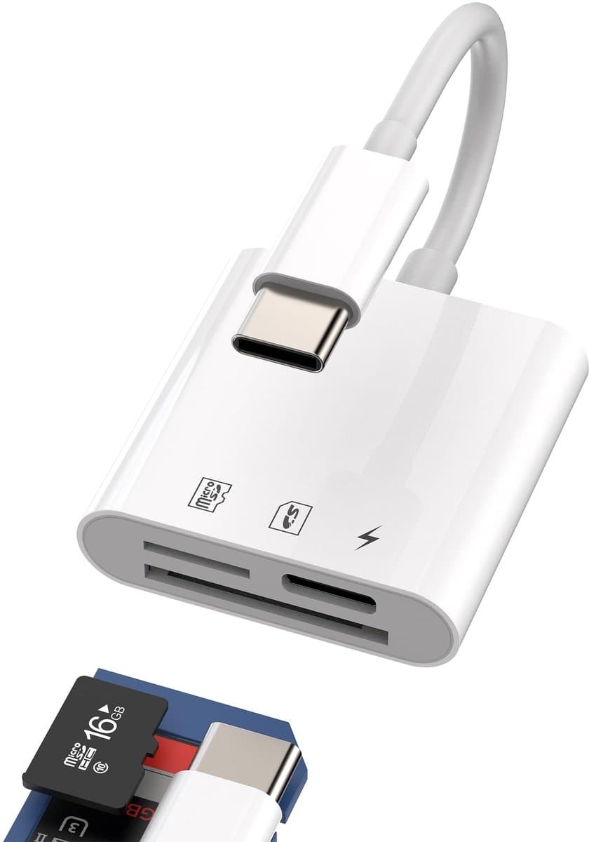Dailygoods - USB C naar Micro SD Kaartlezer 3-in-1