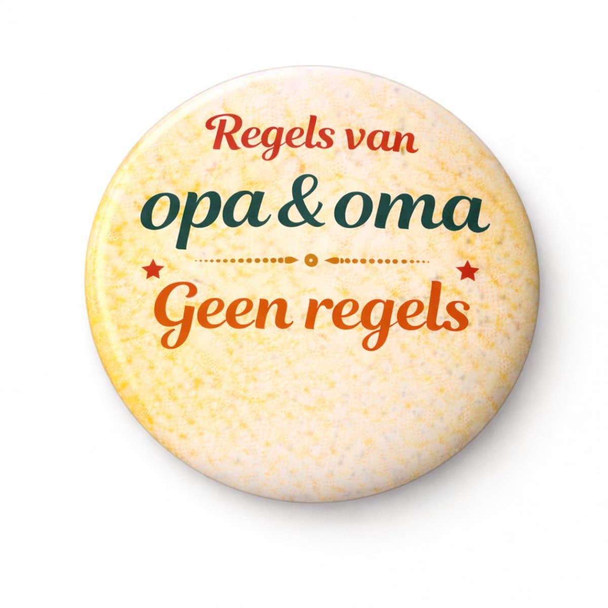 Koelkastmagneet Opa & Oma – Regels van opa en oma: geen regels – 58 mm – Grappig cadeau voor opa en oma – Cadeau grootouders