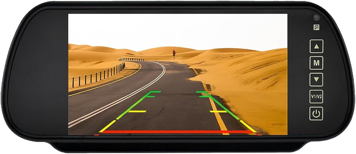Achteruitrijcamera Monitor - Spiegel Display - Veilig Parkeren - Universele Clip-on - 7 Inch Scherm - Zwart