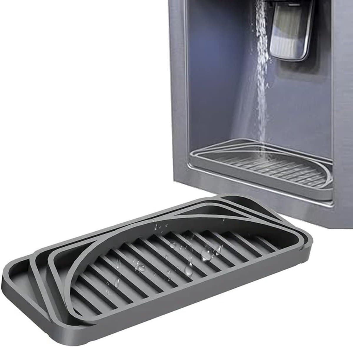 Efficiënte Drupopvang voor Koelkast, Waterdispenser Drip Tray, Voorkomt Vlekken en Gemorste Vloeistof, Mini Antislip Siliconen Drupverzamelaar (Grijs)
