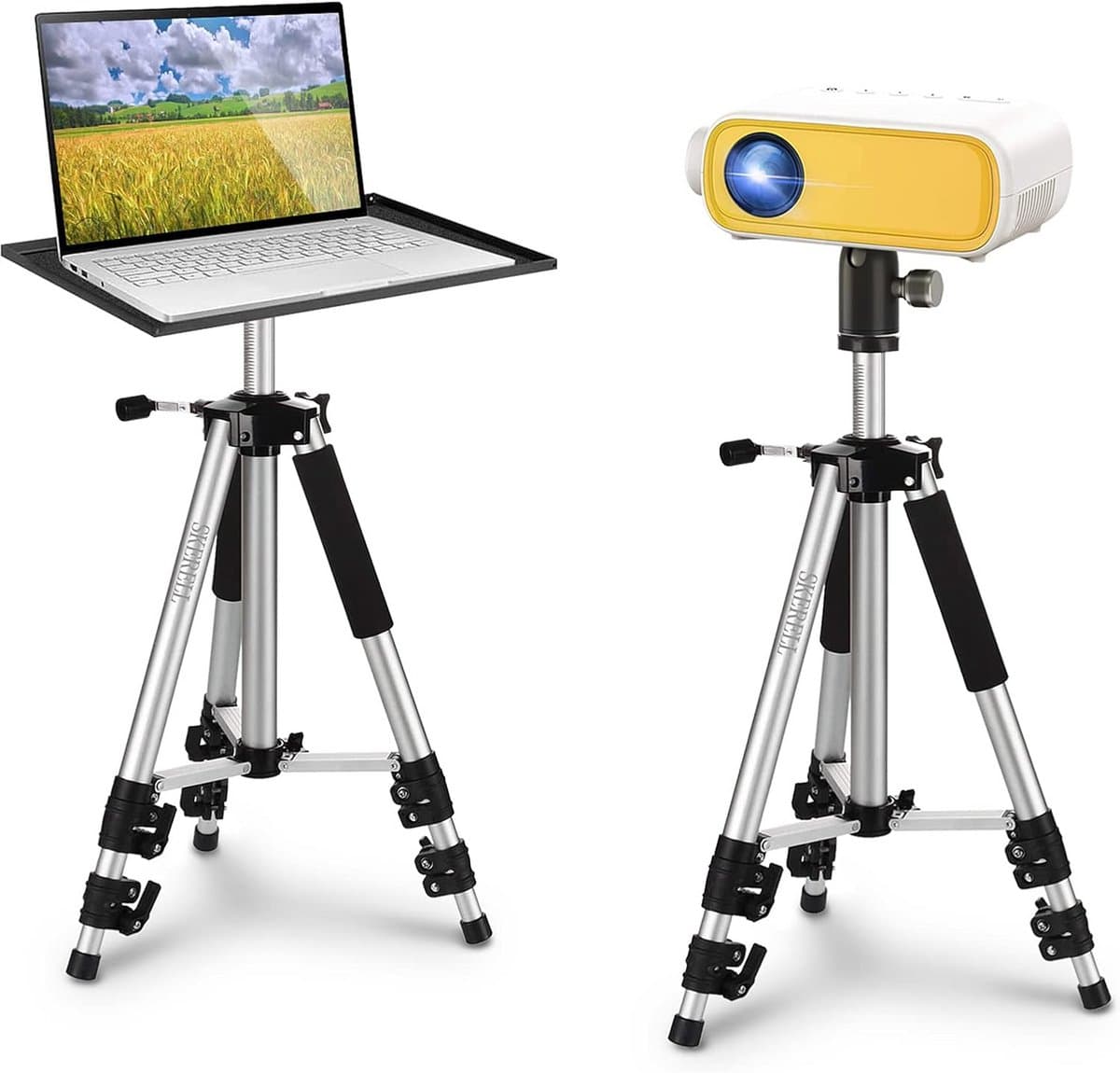 Projector Stand - Vloerstatief Laptop - Presentaties Geven - Verstelbare Hoogte - 45 tot 122 cm - Zilver