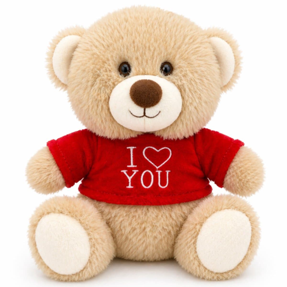 Topknuffels® Teddybeer Beige met Rood T-Shirt Pluche Knuffel 20 cm - Liefdes Love Knuffels - Valentijnsdag Moederdag - Dieren Speelgoed Knuffel - Ik Hou van Jou Cadeau Vrouw