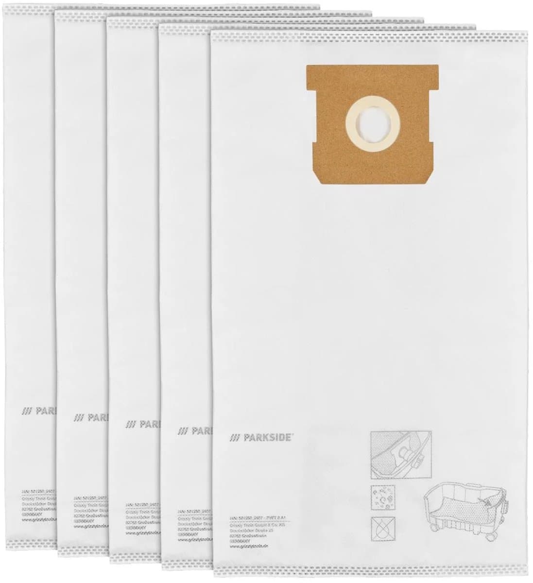 PARKSIDE® Stofzuigerzakken - Vlies filterzak - 5 stuks - 3 laags