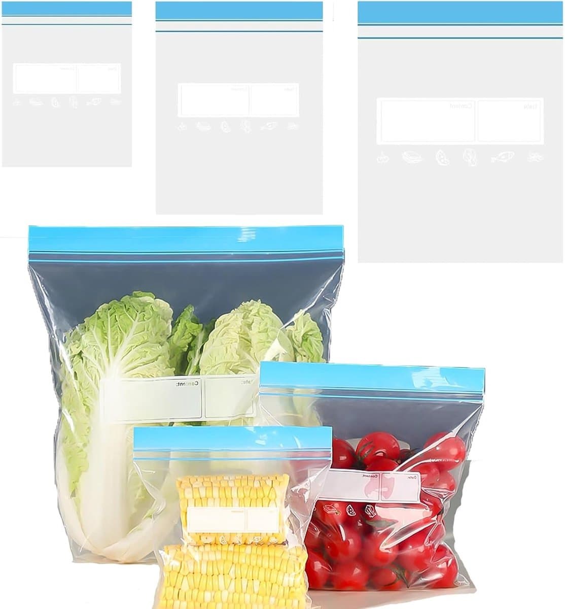 Herbruikbare Zipper Vriezerzakken - 70 Stuks Silicone Opslagzakken voor Voedsel, Groenten, Snacks en Vlees in 3 Maten