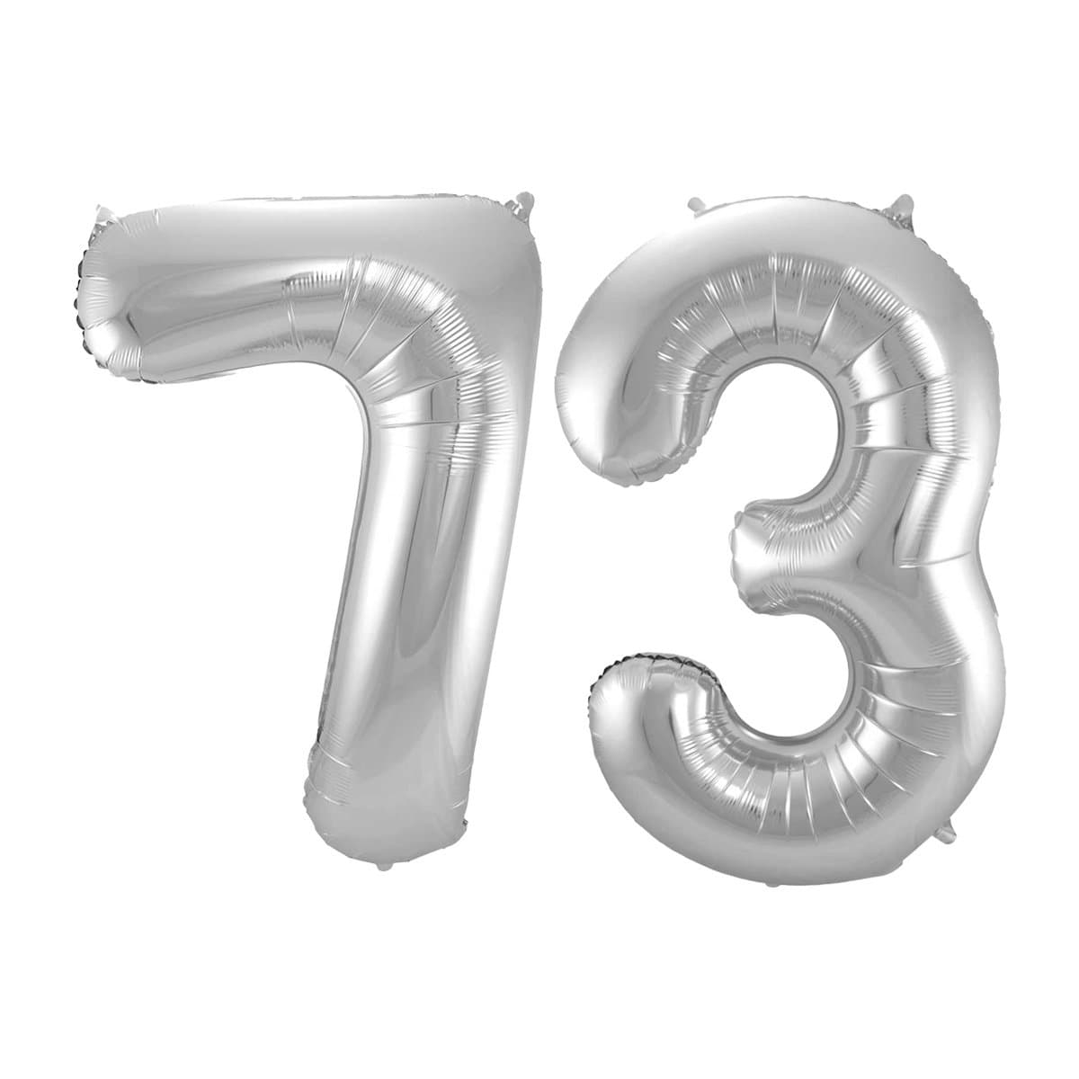 Folieballon 73 jaar - Zilver - 86 cm
