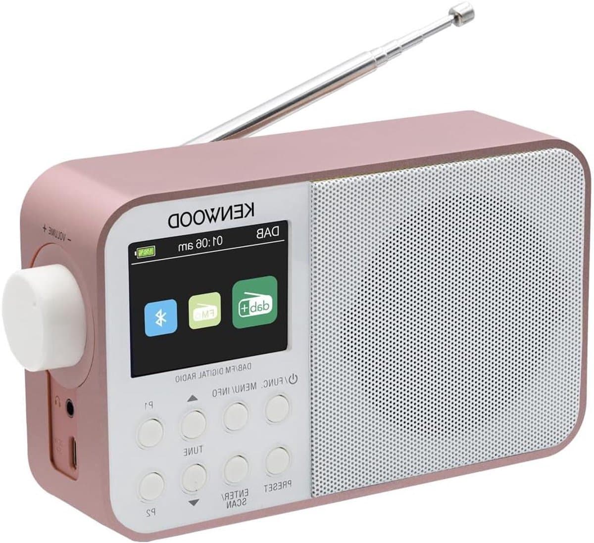 Draagbare Radio - Bluetooth Speaker - Muziek Luisteren - Geïntegreerde Batterij - 16 cm Breed - Rosé Goud Wit