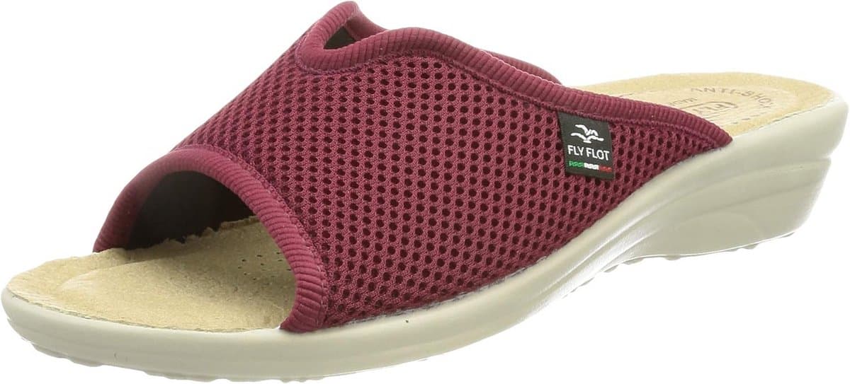 Comfortabele Dames Huisschoenen Bordeauxrood Mesh met Zacht Voetbed