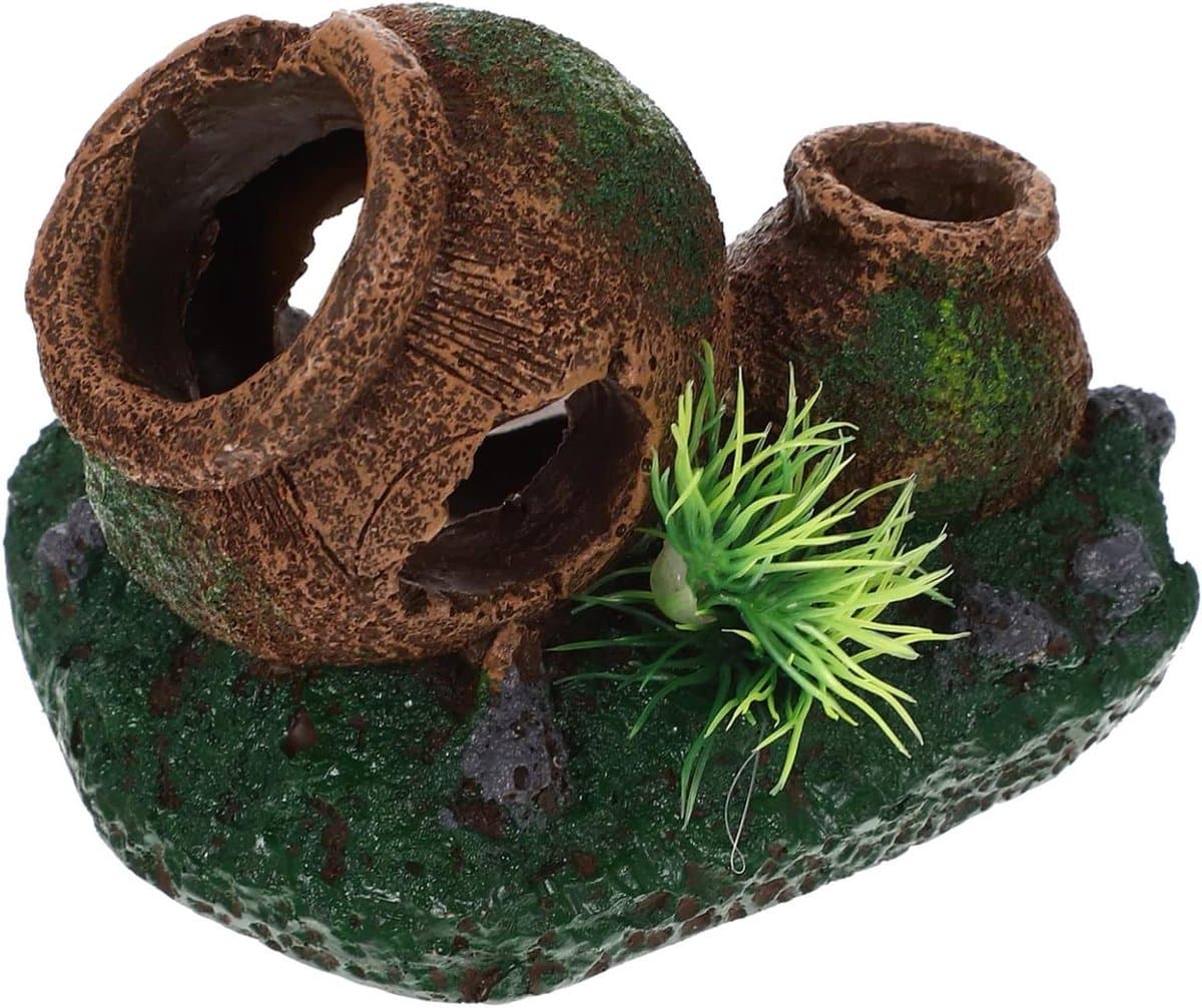 Aquarium Schuilplaats Ornament - Garnalen Habitat Grot - Aquarium Decoreren - Hars Grot Modellering - 11.5X9X8CM - Diverse kleuren