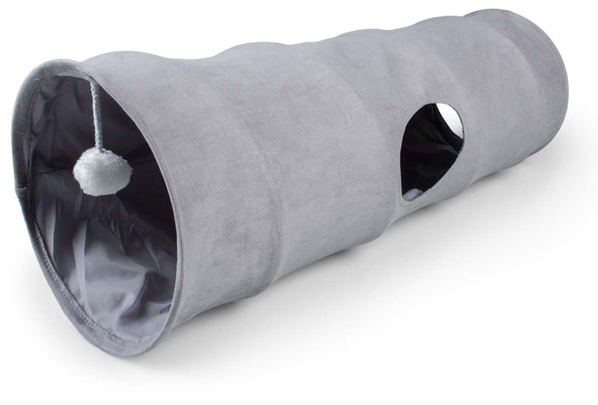 duvoplus playtime speeltunnel Purrly voor katten L-80x25x25cm grijs