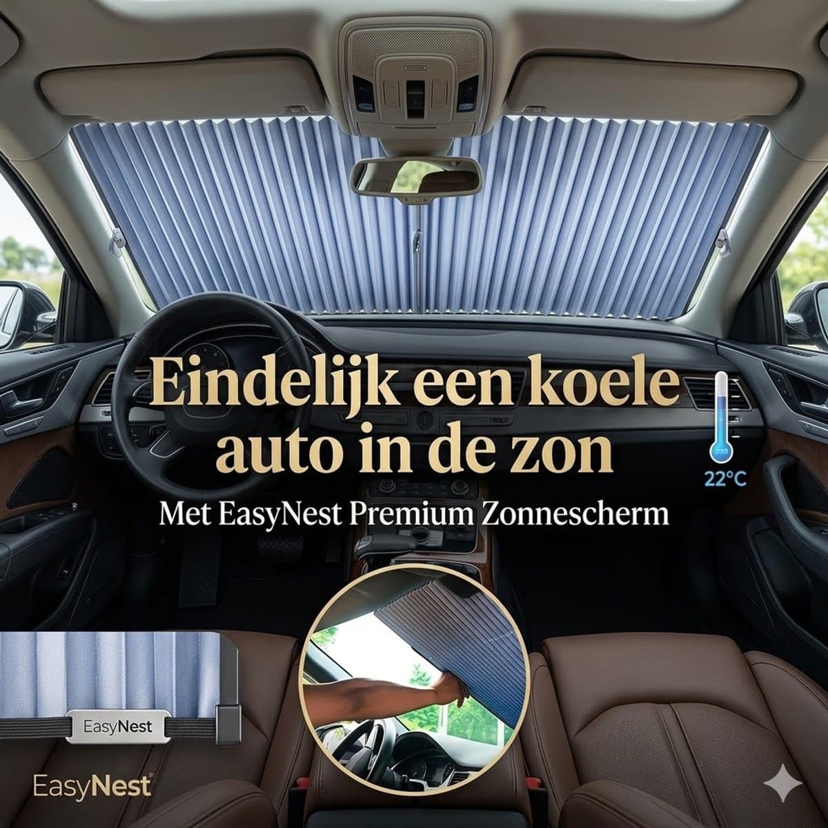 65 cm Universeel Auto Zonnescherm Voorruit – Warmtewerend en UV-Beschermend – Opvouwbaar Voorruit Zonnescherm voor Zomer