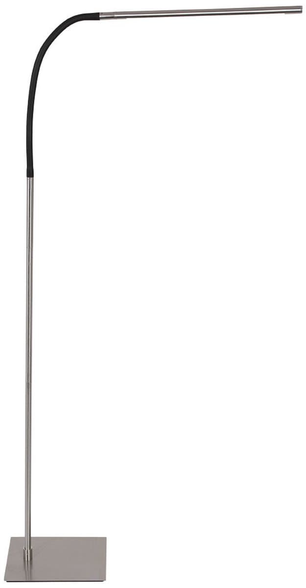 Vloerlampen Staalkleurige leeslamp Serpent 3115ST met dimmer en flexibele arm van Mexlite, van glas, kunststof en metaal, hoogte verstelbaar van 133 tot 183 cm