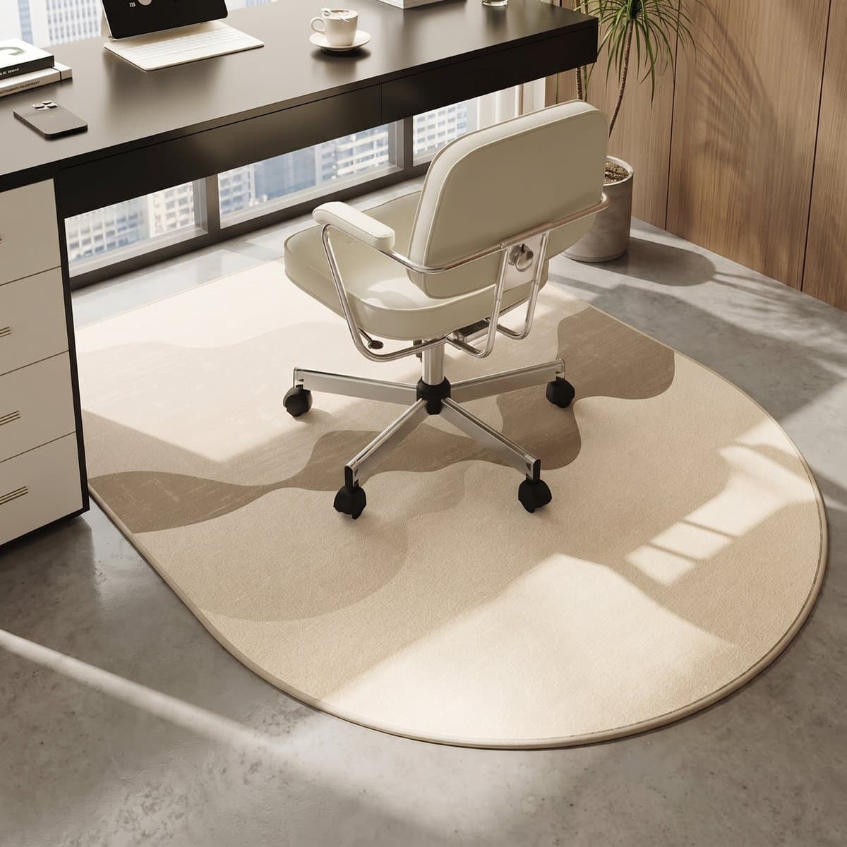Vloerbeschermer - Bureaustoelmat- Vloermat - Antislip - Geluiddempend – Stoelmat Bureau – Vloermat voor harde vloeren, Kantoor & woonkamer - 80 x160 cm - Beige