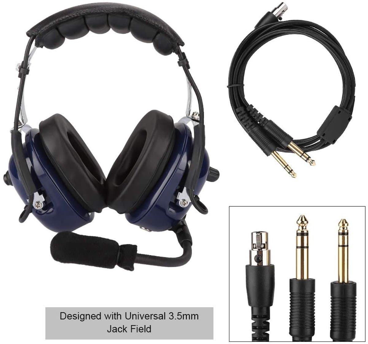 aladdien - Luchtvaart Headset - Ruisonderdrukking - Duidelijke communicatie - 3,5 mm jack - Pilot hoofdtelefoon - Geschikt voor piloten - Universele..