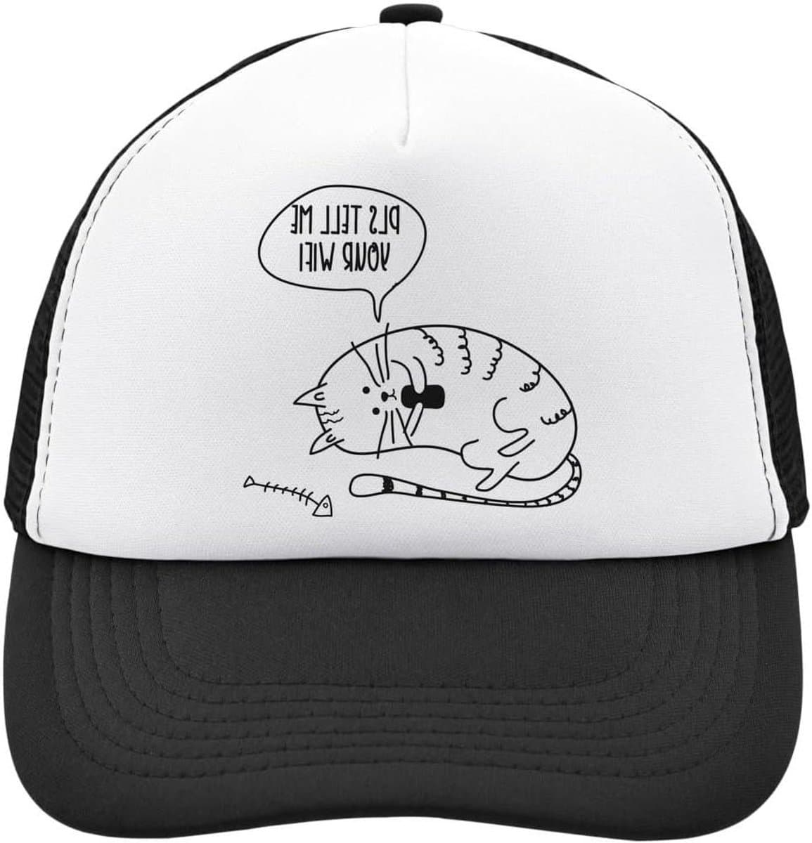 Mesh Trucker Cap - Snapback Hoed - Casual Draag - Verstelbare Pasvorm - One Size - Wit Zwart