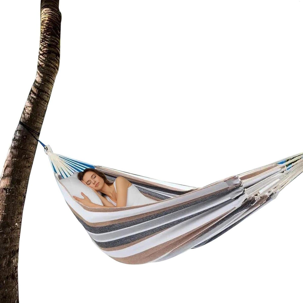 Hangmat voor Twee - Dubbele Hangmat Boomhangmat - Ontspannen Buiten - Verdikte Stof - 260 x 150 cm - Beige