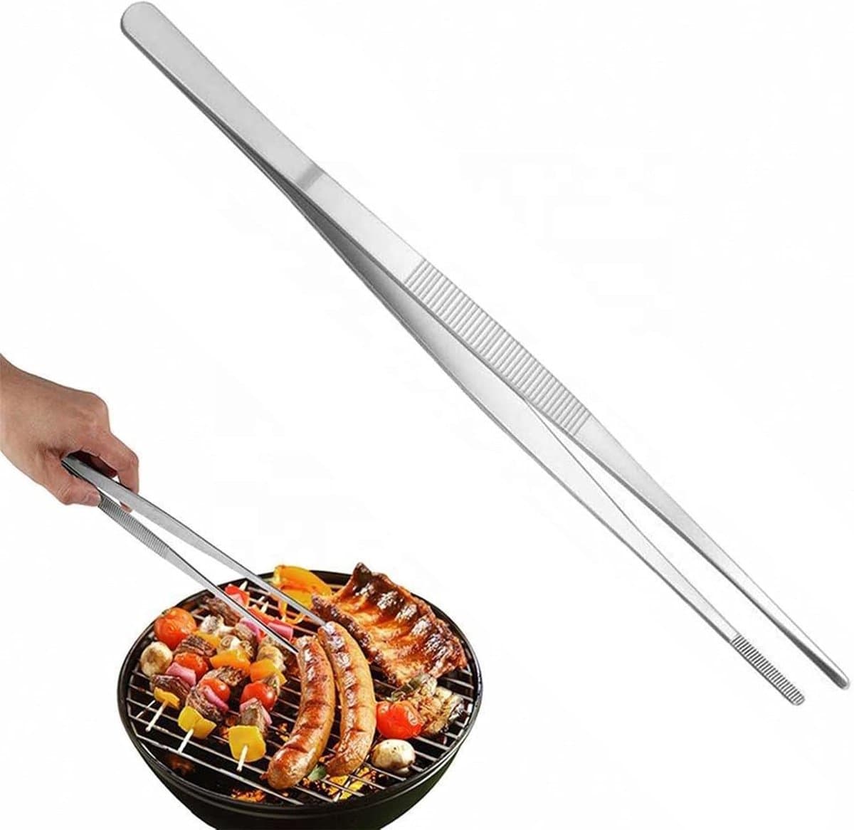 RVS Kookscharen 30 cm - Professionele Keukentang - Serrated Tips - Duurzaam - Vlees en Grilltang - Precisie Keukentang