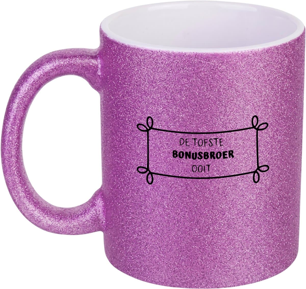 Hacebo® - De tofste bonusbroer ooit koffiebeker glitter paars - Broer - Familie - thee mok - koffie beker - Cadeau - koffiemok - 350 ML inhoud