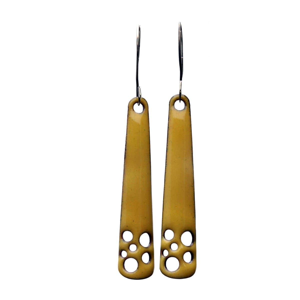 Bela Donaco - Oorbellen Enamel – Glas Emaille – Bohemian – Sterling Zilver – Oker Geel