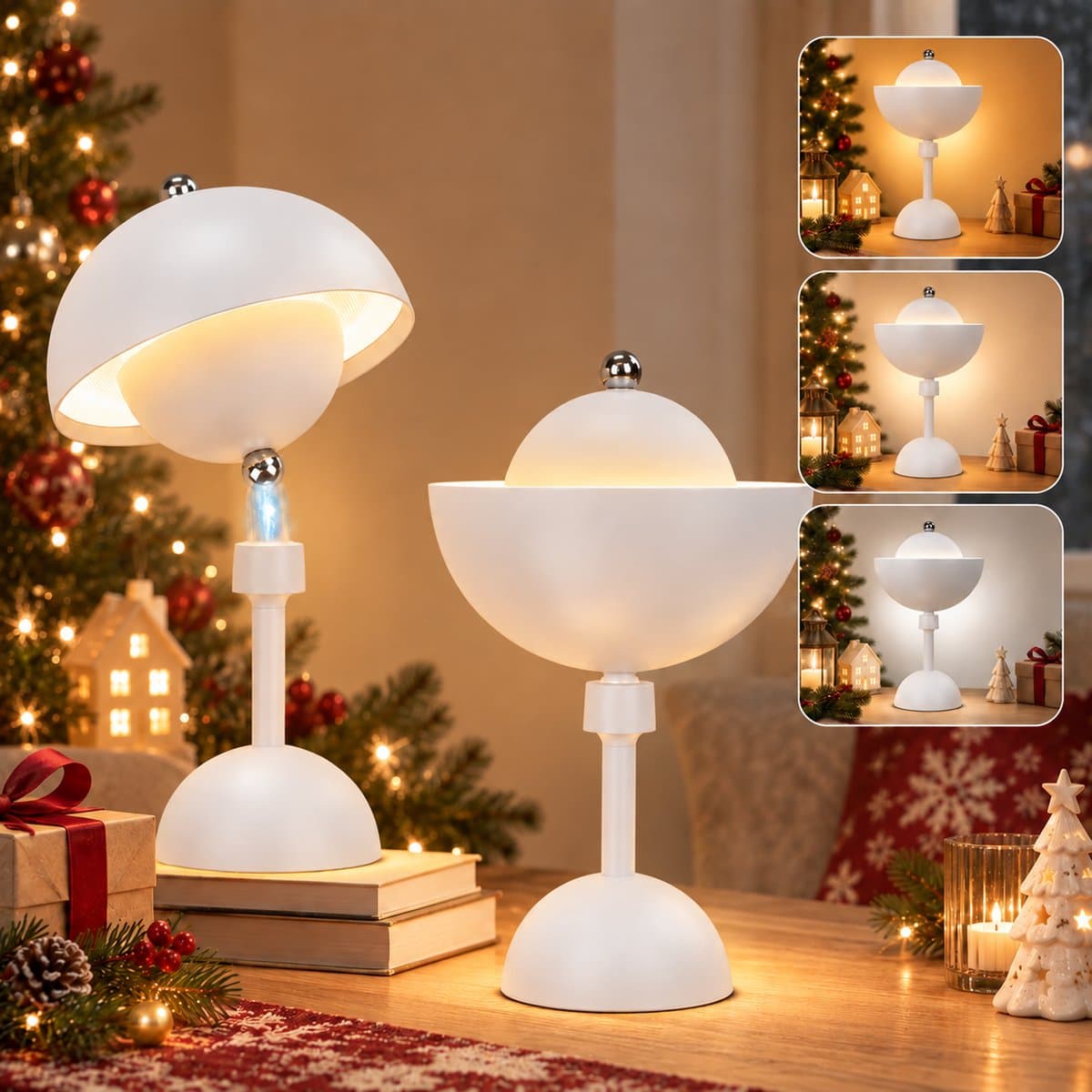 Lapamax Draadloze Tafellamp Oplaadbaar met 360° Magnetisch Design - 5000mAh & USB-C - Nachtlampje met Touch - Bedlamp met 3 Kleurtemperaturen & Traploos Dimbaar - Sfeerverlichting voor Slaapkamer, Bureau en Balkon - Wit - 2 Stuks