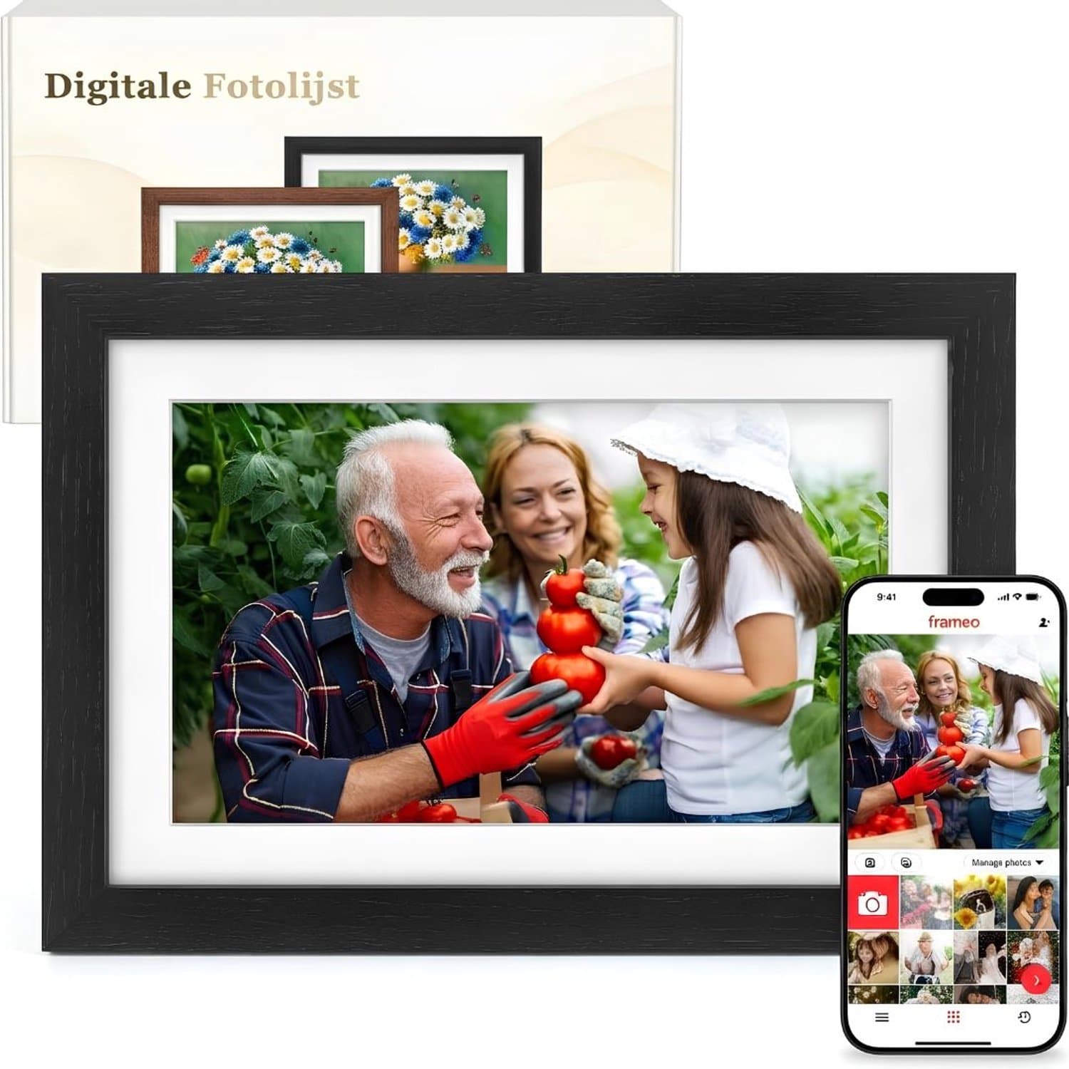 Digitale Fotolijst - Frameo Digitale Fotolijst - Digitale Fotolijst met Wifi - Zwart - 29cm x 21cm x 3cm