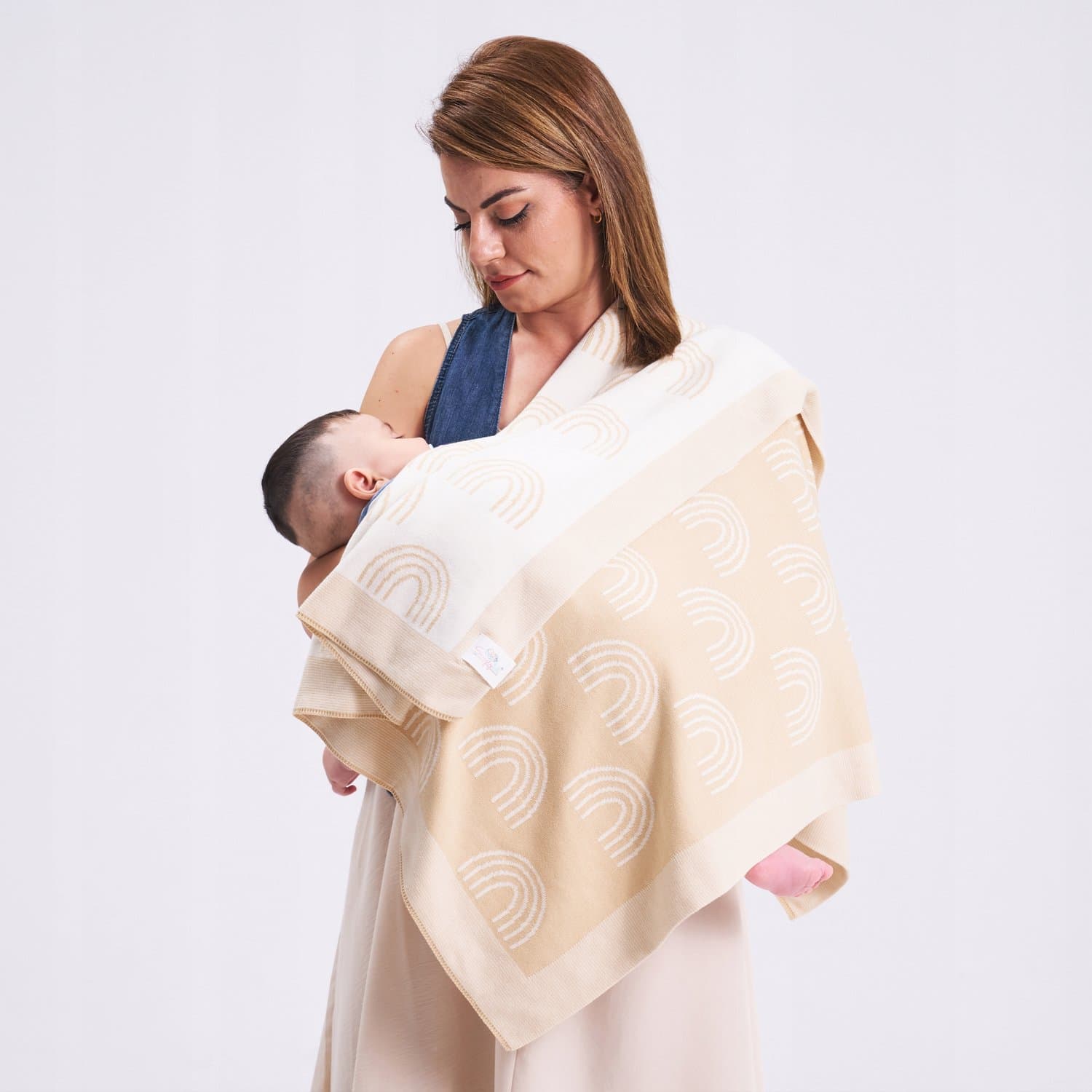 Dubbelzijdig Babydekentje Regenboog Beige 100% Katoen 90x100 cm