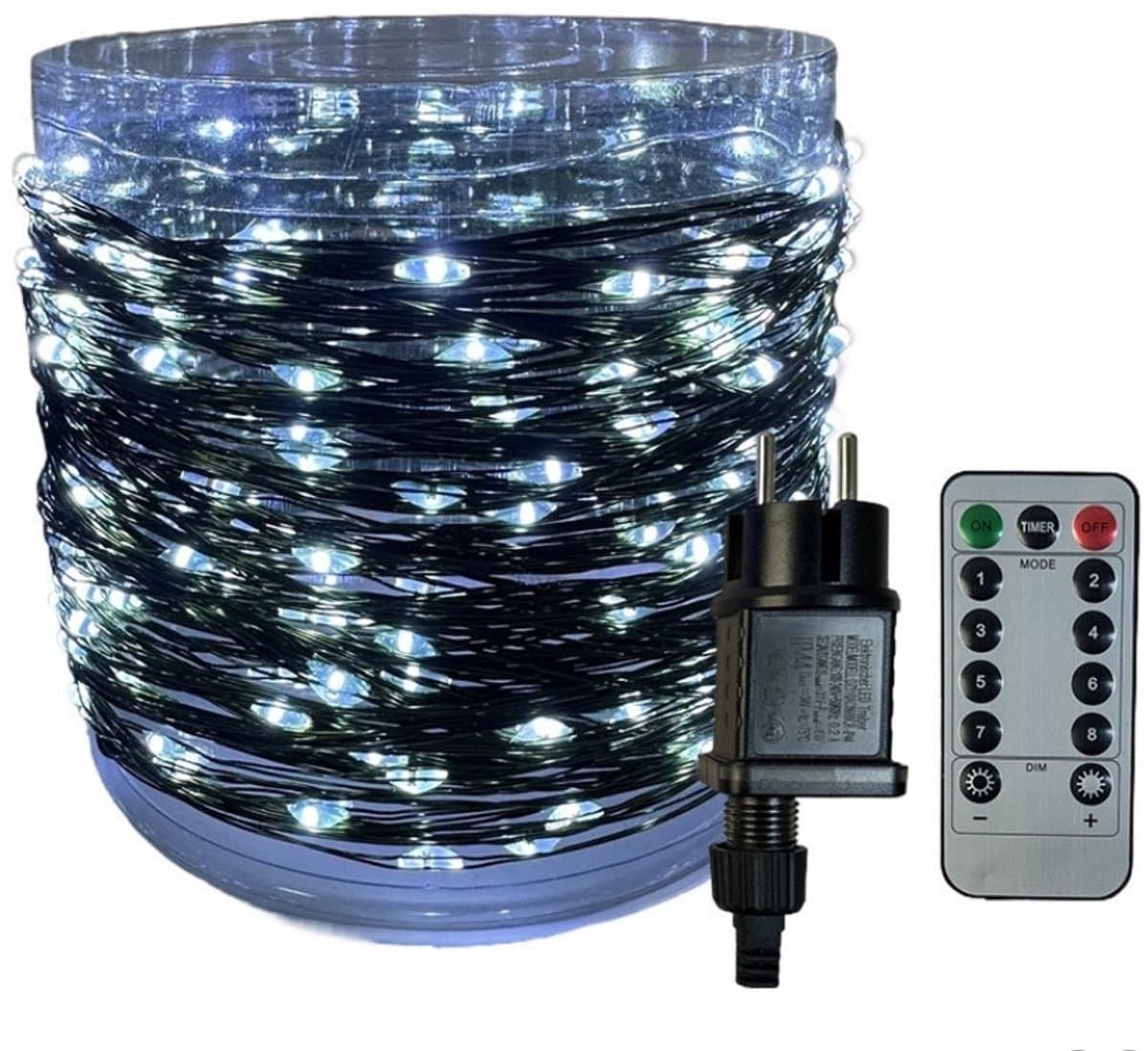 LED Lichtsnoer voor Kerstboom - Kerstversiering - Halloween Decoratie - Kerstboomverlichting - Met Afstandsbediening - 8 Lichtstanden - Waterdicht - 50m 500LED - Wit - 1 stuk