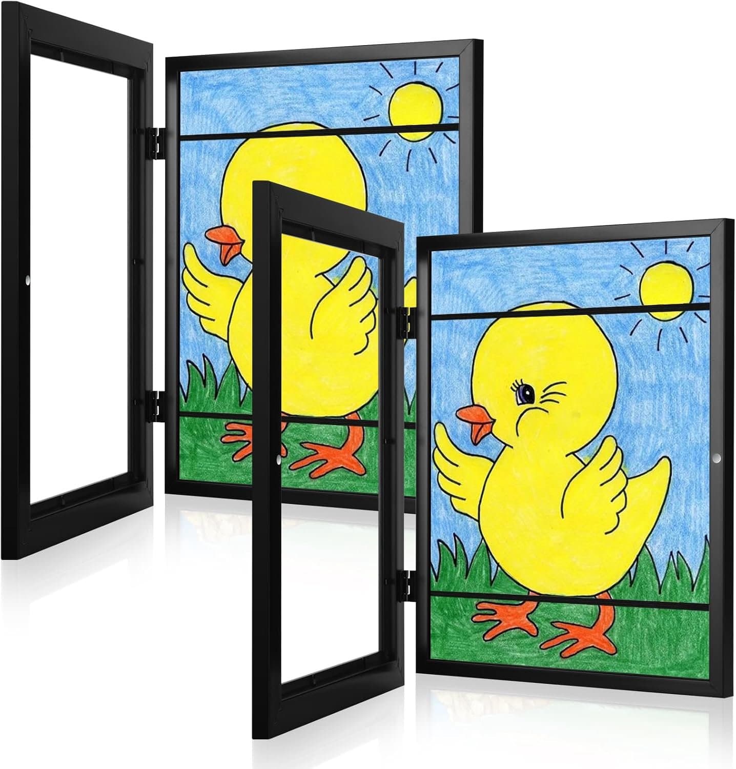 [2-pak] Kunstlijsten voor kinderen, 8,5 x 11 opening aan de voorkant voor kinderen, kunstwerklijsten verwisselbaar, zwart kunstwerkdisplay opbergframe voor muur, geschikt voor 50 stuks, voor