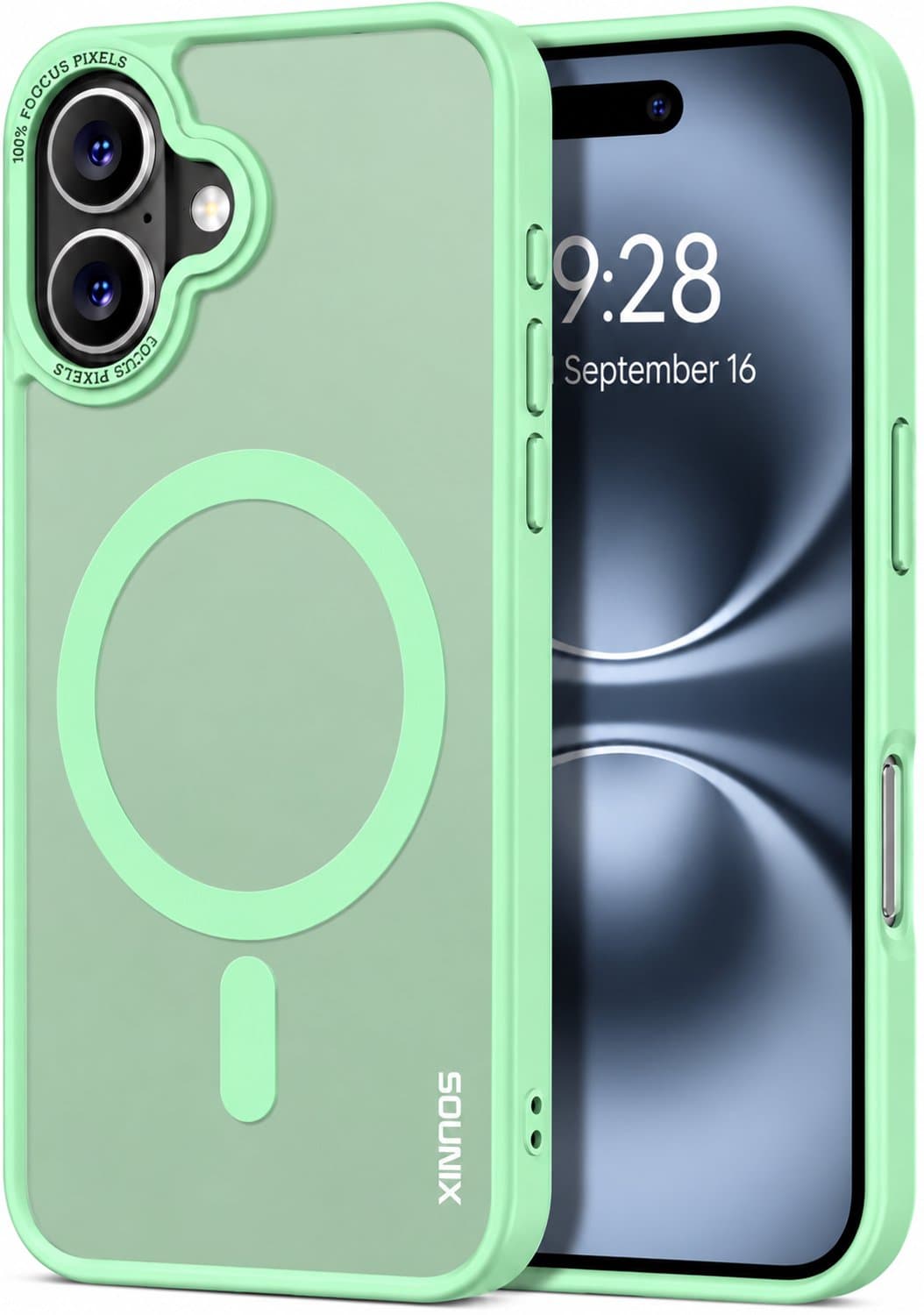 Sounix Hoes Geschikt voor iPhone 17 - MagSafe Hoesje - Transparant Magnetisch Telefoonhoesje - Beschermhoes - Matchagroen