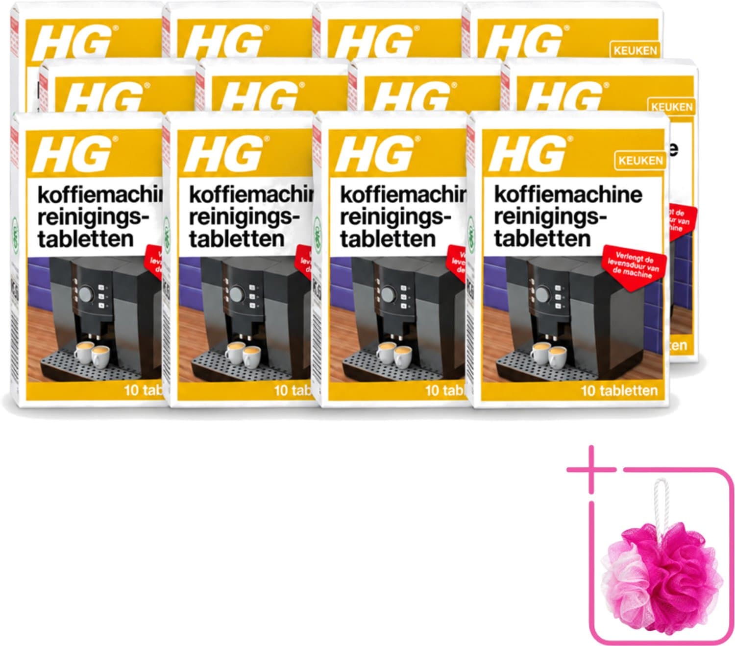 12 x HG - Koffiemachine Reinigingstabletten - Verlengt Levensduur Machine - 10 Tabletten - Bulkverpakking - Koffiemachine reinigen - Douchemop - Koffiemachine ontkalken