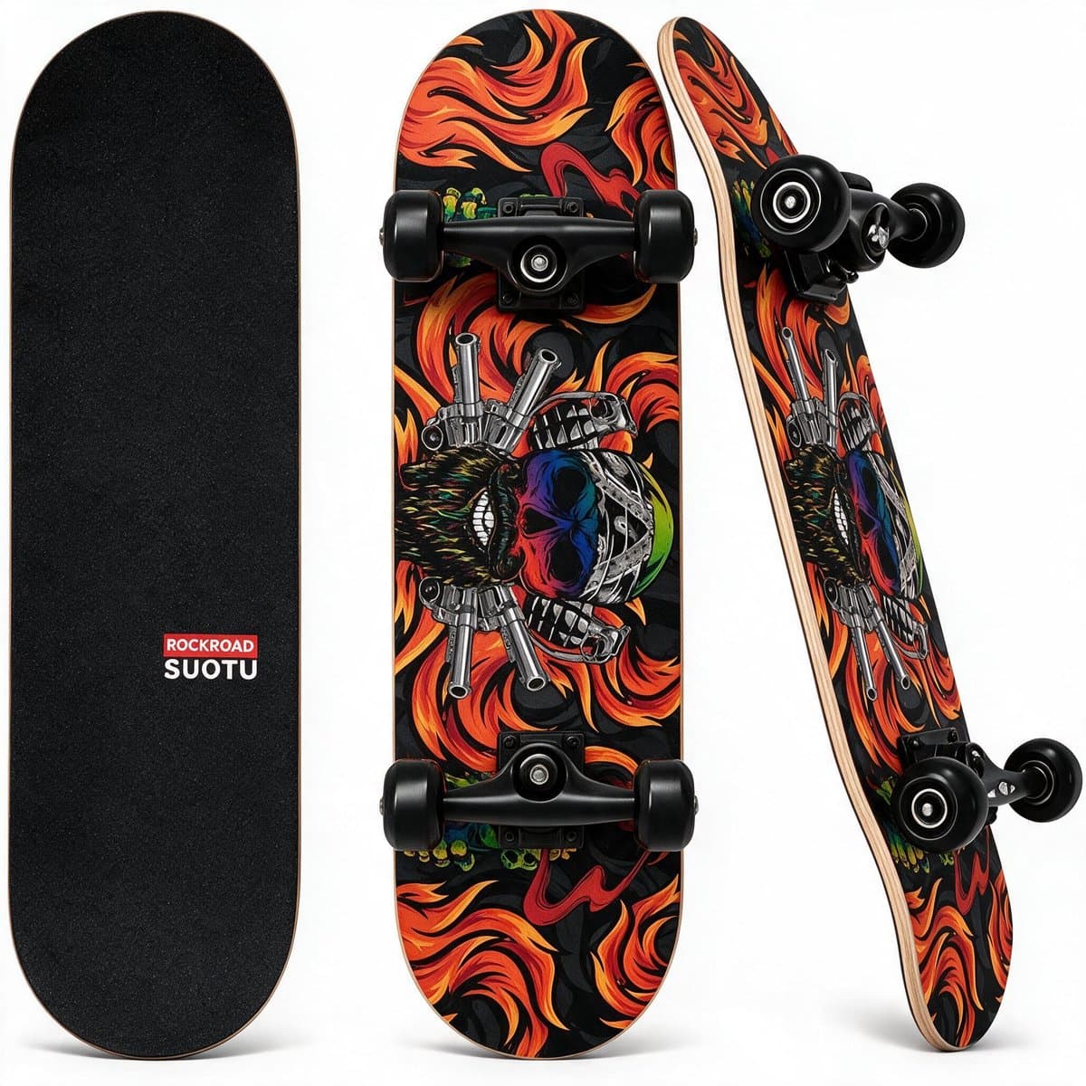 Suotu Skateboard - 80x20cm - ABEC-9 - 95A - schokabsorptie - Jongens - Meisjes - Volwassenen Skateboards