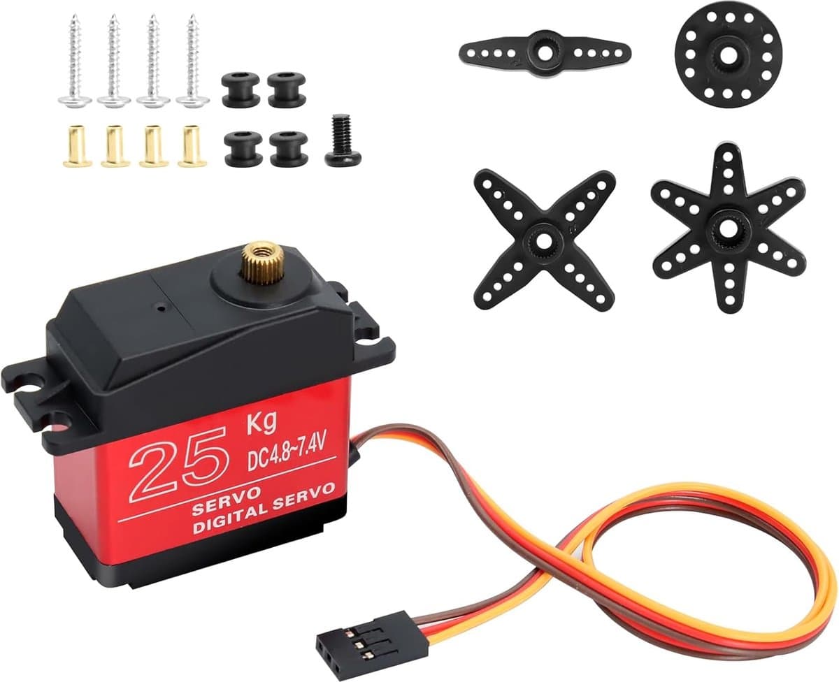 metalen servomotor Binghe 25 kg servo voor RC-helikopter/robot/RC-vliegtuig, compatibel met Arduino