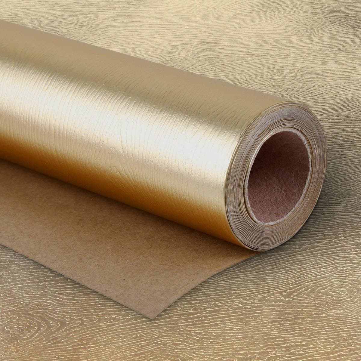 Gift Paper Roll - Eco-friendly Grain Base Products for Wood - Shiny Gold for Birthday, Holiday, Wedding, Packaging - 76cm x 5m