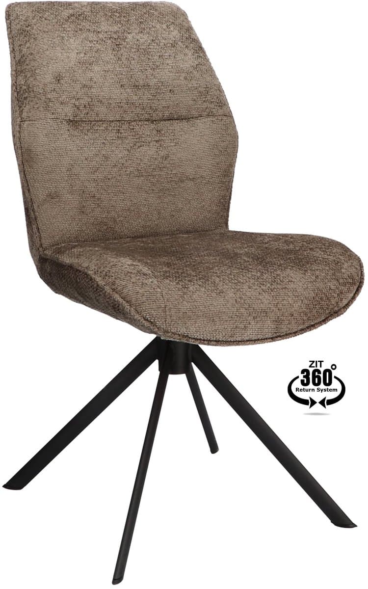 Icon Living - Stoel Lux - Stof Movie Taupe - Leg Black 360° Return-System