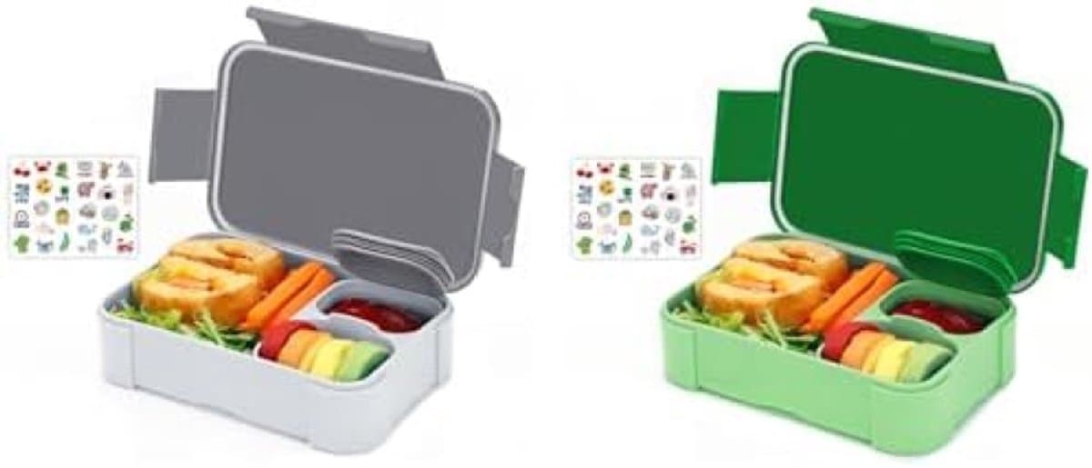 PromoHome Herbruikbare Bento Lunchbox Set van 2 - 900ml Lekvrije Broodtrommel met Vakken voor Kinderen en Volwassenen - Magnetron, Vriezer en Vaatwasser Bestendig - BPA-vrij