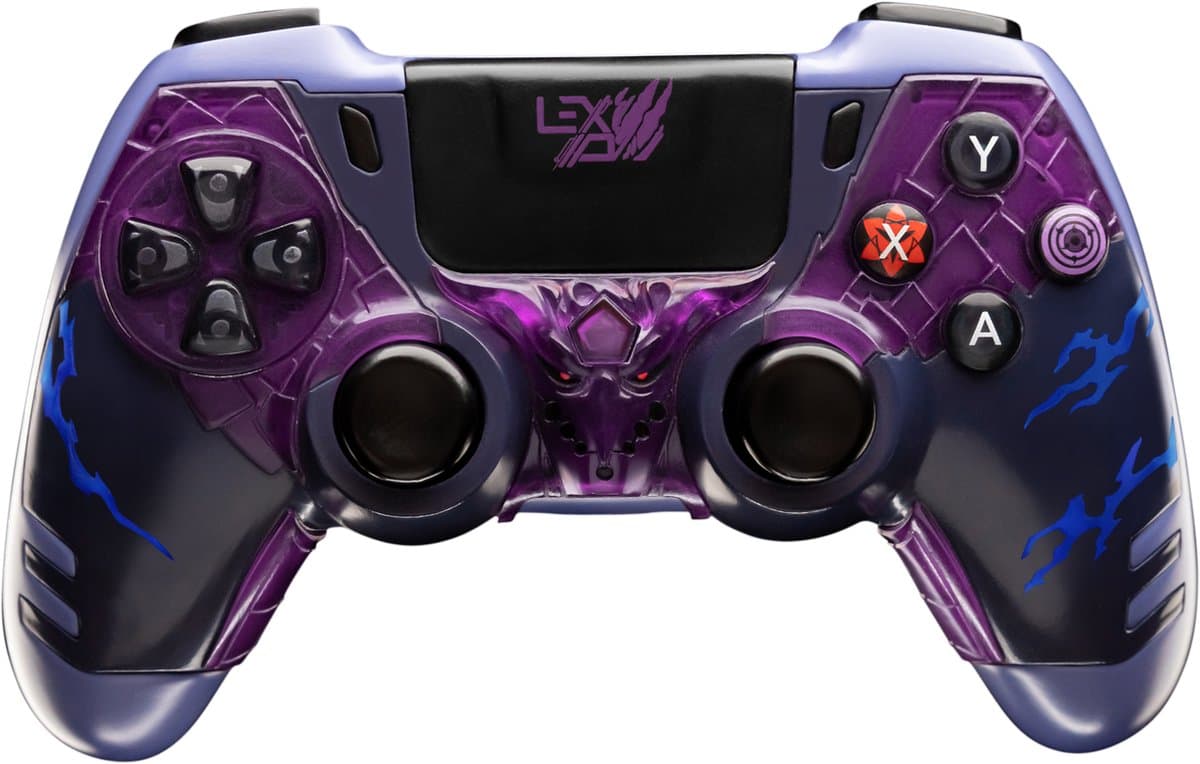 LEXIP Sasuke "Revenge" draadloze controller - Exclusief Naruto Shippuden anime design - bekabeld of draadloos via 2,4 GHz USB dongle - Geschikt voor PC en Nintendo Switch - zwart, paars