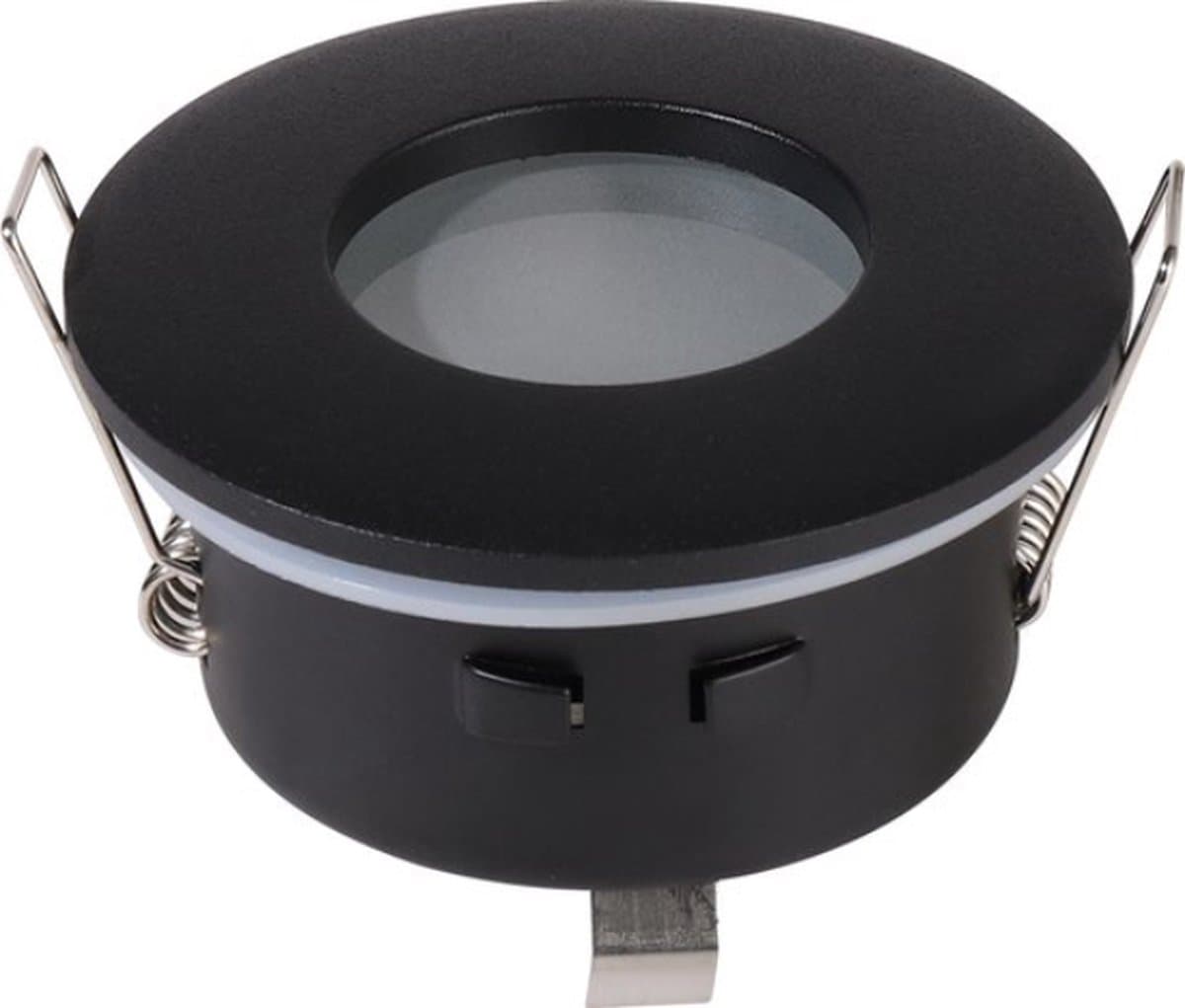 Badkamerspot Zwarte Inbouwspot – Set van 1 – Zwart – Philips GU10 Dimbaar – Badkamerlicht 2700K Zeer Warm Wit – IP65 - Sparing Ø75 mm - Buitenmaat Ø82 mm.