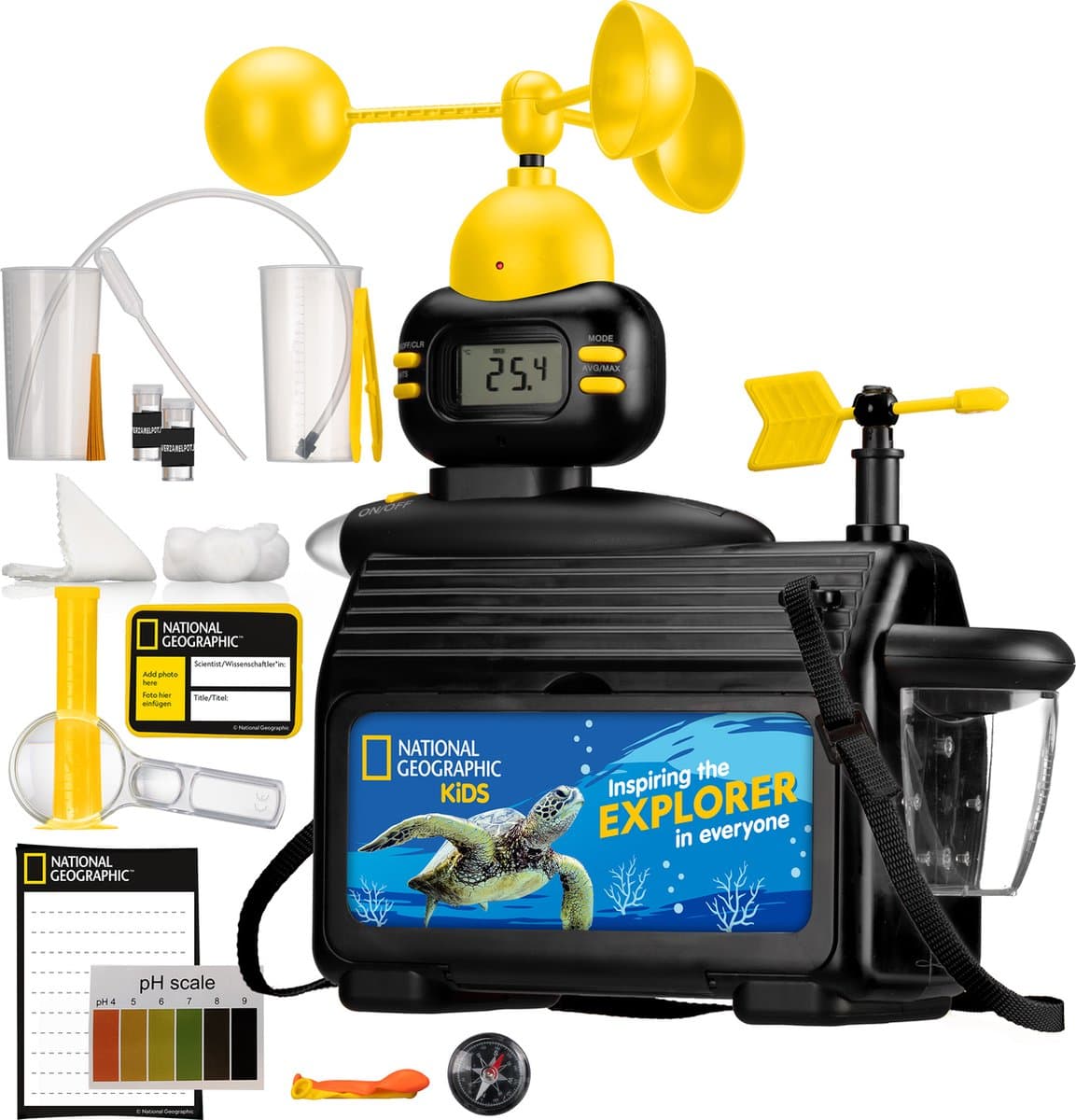 National Geographic - Weerstation voor kinderen - Voor Buiten - Incl. Uitneembare Windmeter en Experimentenboekje