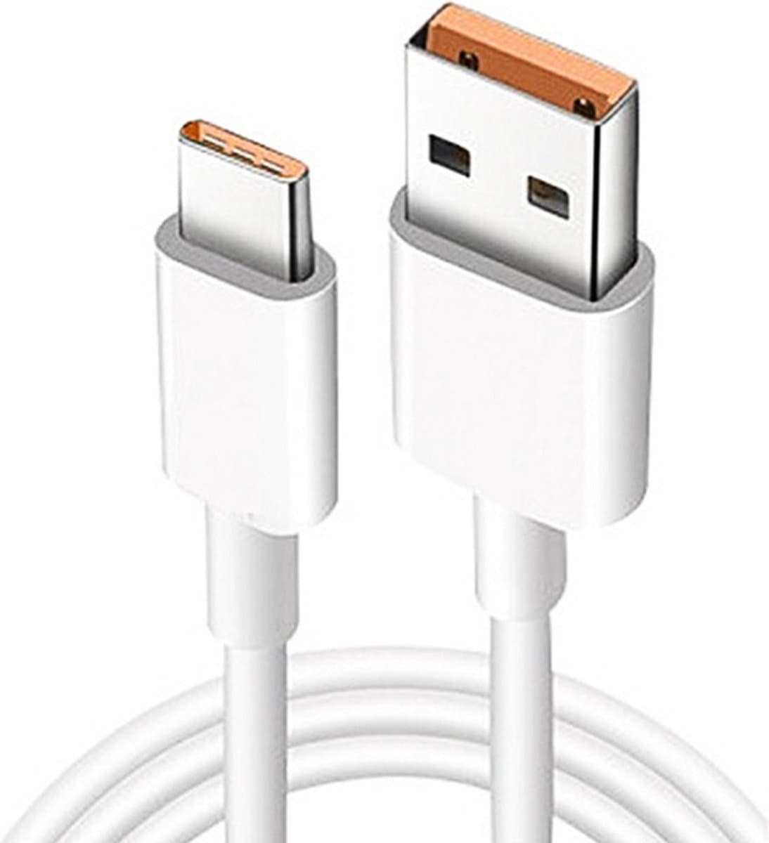 USB-C naar USB-C kabel - Oplader en data kabel - 6A snellader - 1 Meter - Oplaadkabel - geschikt voor o.a. Telefoon en Laptop - wit