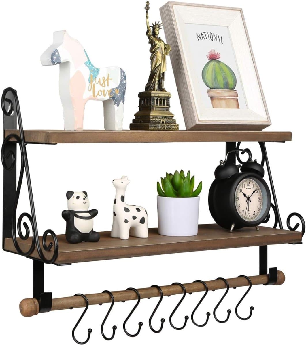 White-Label® Houten Plank Wandmontage - Hoekrek Display Decor - Hoekplank - Zwevende Wandplank - Organizer voor Slaapkamer Keuken Badkamer - Decoratie