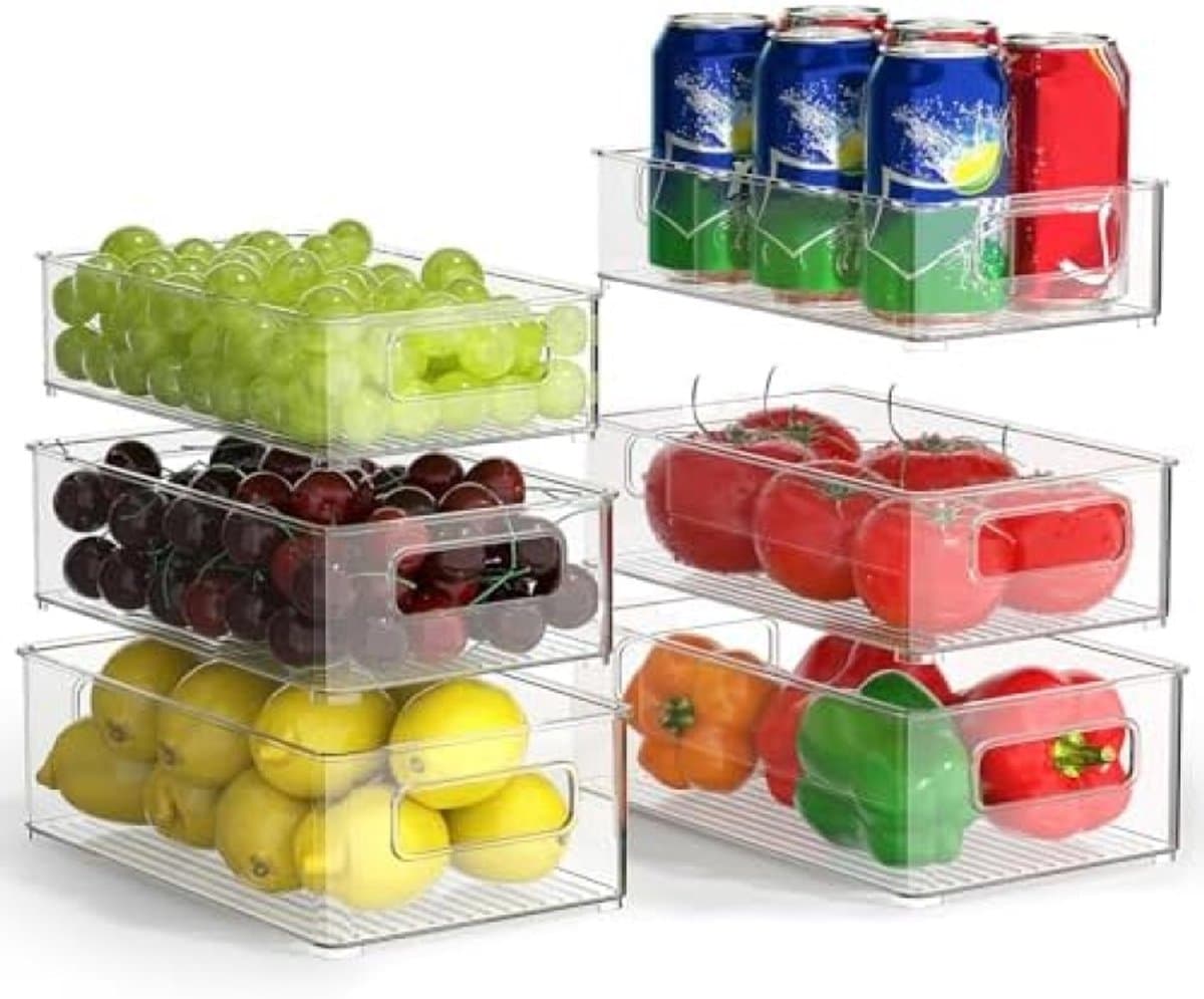 ST TRADİNG Koelkast Organizer Set - 6 Stuks Transparante Opbergdozen