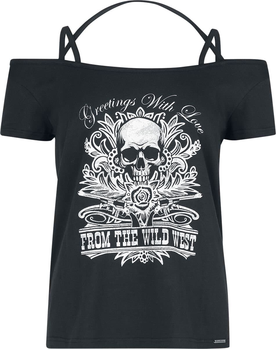 Pussy Deluxe Wild West Skull Shirt Dames T-shirt - zwart - XXL