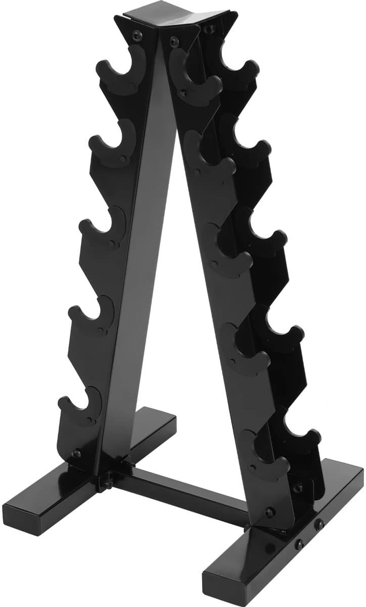 Archi halterhouder – Gewichten rek – 5-laags - Halter rek - Dumbell opbergrek – Staal met rubberbescherming – Zwart/zwart – Tot 100 kg
