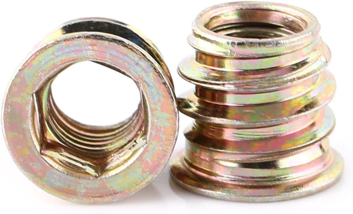 Schroefdraadinzetmoeren - Inslagmoeren Hout - Meubelmontage - Zeskant Aandrijving - M8 x 13 mm - Verzinkt