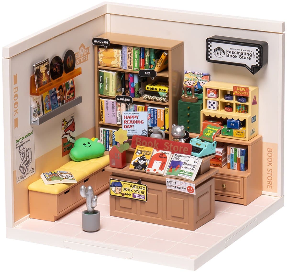 Robotime Fascinating Book Store DW004 - Poppenhuis - Miniatuur - DIY