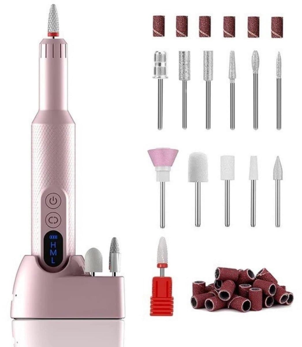 Elektrische nagelknipper - Elektrische nagelvijl - USB oplaadbare nagelknipper - Elektrische Nagelvijl met Oplaadstation - Nagelfrees - Draadloos en Oplaadbaar - Nagelvijl - Manicure & Pedicure set - Geschikt voor gelnagels - Roze