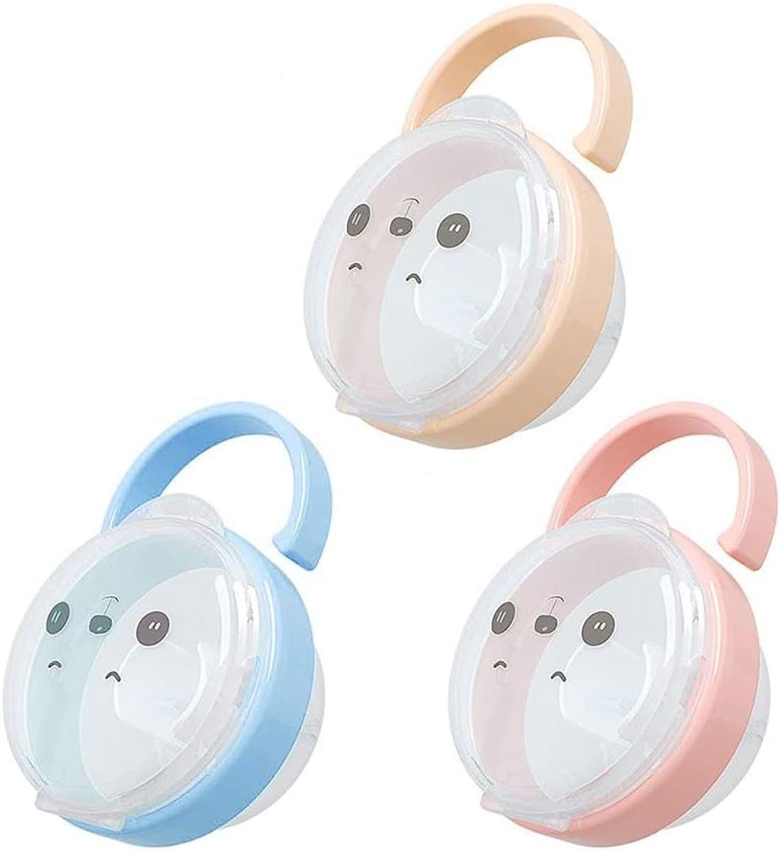 Transparante Fopspeen Opbergdoos - Set van 3 - Draagbaar en BPA-vrij - Voor Baby Tepels - Voorkomt bacteriën - Handig voor Reizen