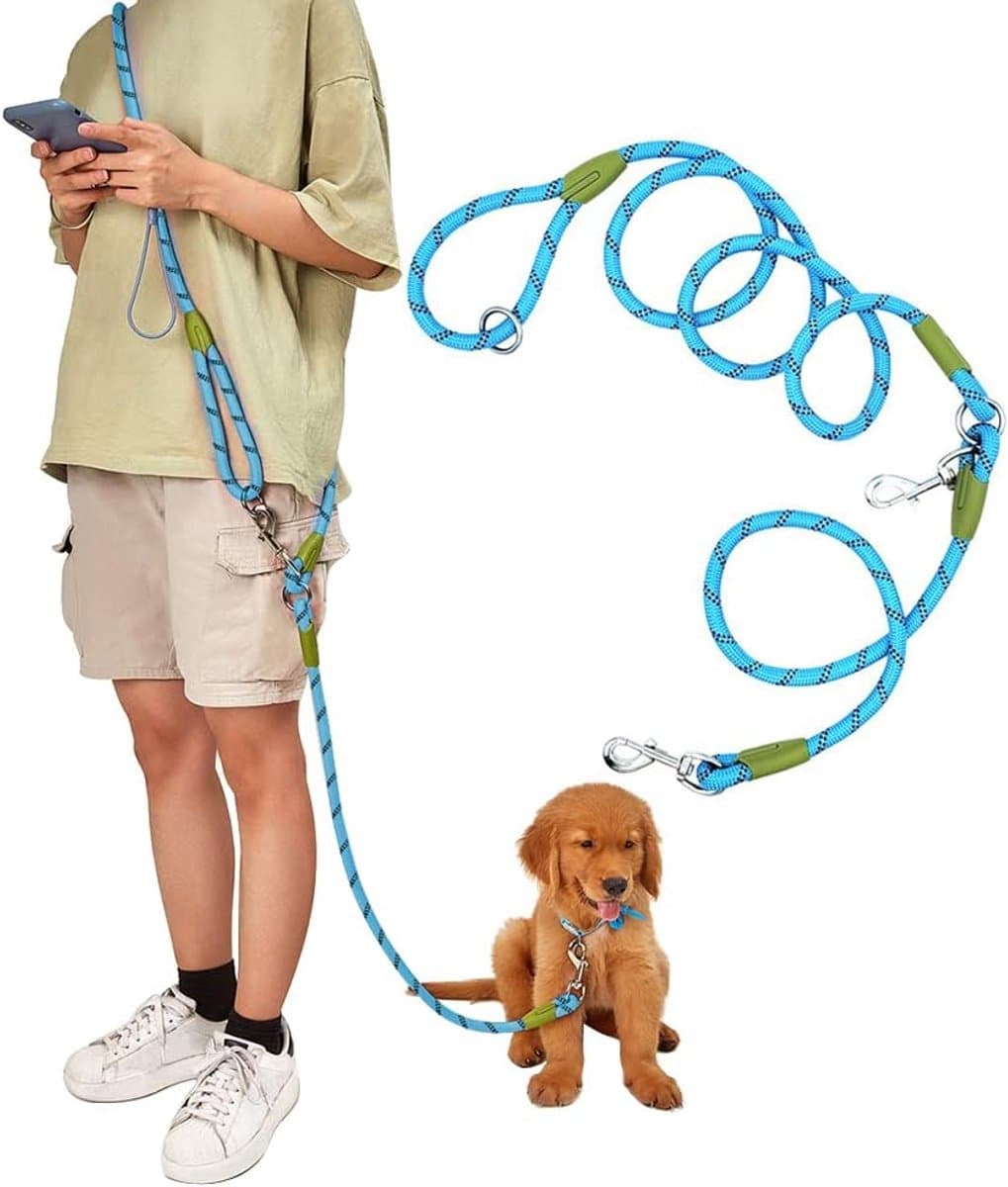 Sander Shop Handsfree hondenriem crossbody hondenhardlooplijn handsfree huisdier touw voor wandelen training zwaar belastbare reflecterende wandelriem voor huisdieren (blauw)